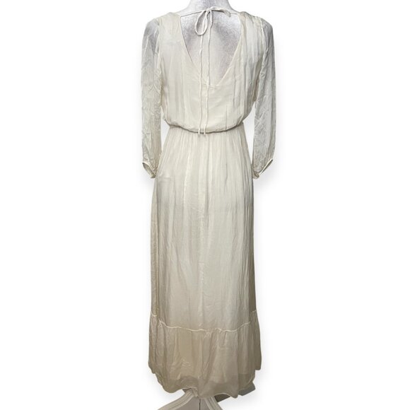 NWOT LARA GUIDOTTI Ivory Maxi Dress S Itlay Made Silk Blend Lined Boho Ramantic - Picture 3 of 11